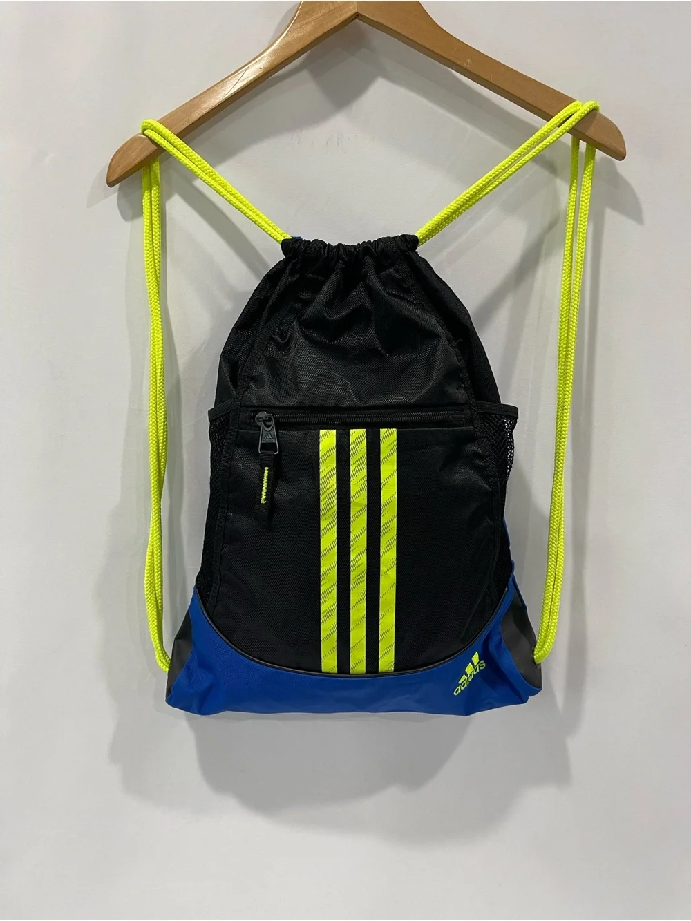 Adidas Neon Yellow & Blue Drawstring Backpack